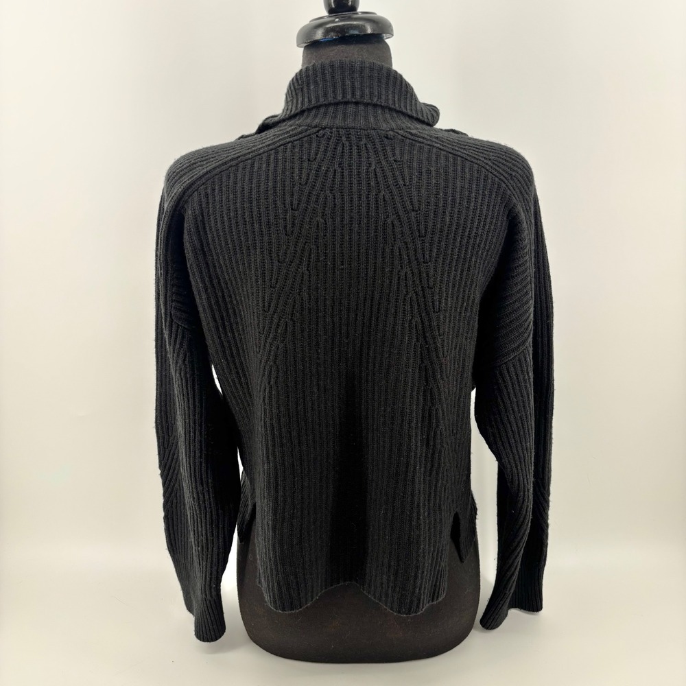 Rag & Bone Black Ribbed Quarter Zip Sweater Womens XS High Neck Pullover - Picture 3 of 10